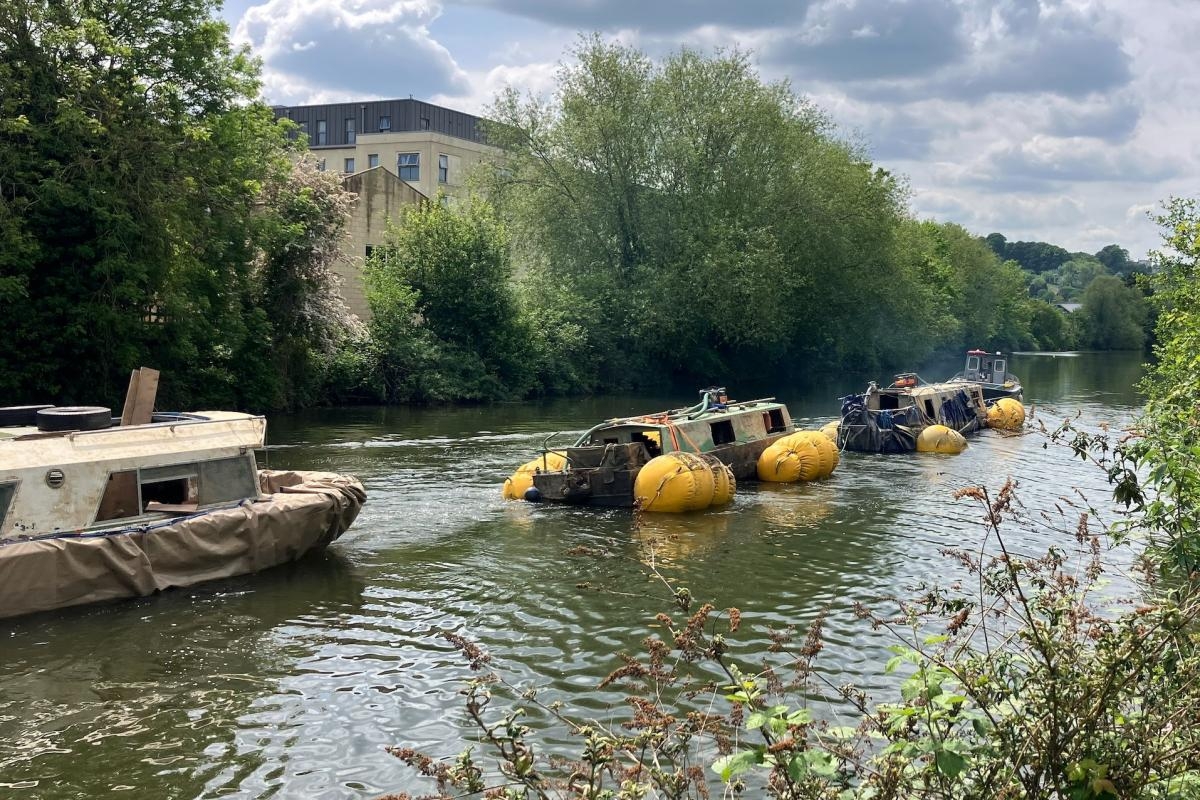 Sunk and abandoned boats recovered from river