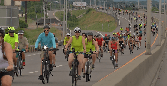Cyclists pedal over the Skyway in 11th annual SkyRide