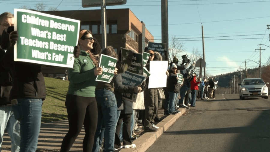 'It stings': Vestal teachers protest for new contract