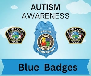 Glynn County Police wear blue badges for National Autism Acceptance Month