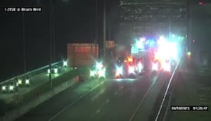 Update: Traffic moving on I-295 SB after semi fire closed all lanes