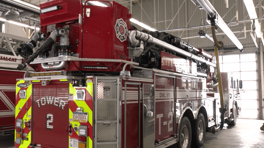 New ladder fire truck rolls out for Erie Fire Dept.