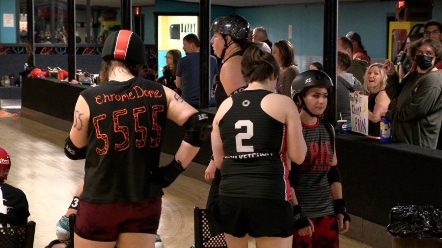 Rookie skaters attend roller derby practice at Gem City Skate