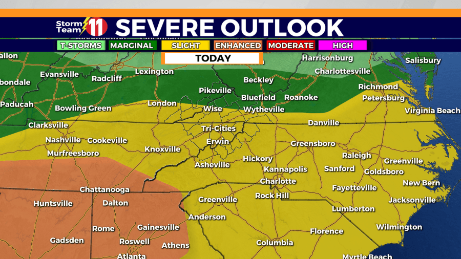 Severe threat possible this evening, primary threat damaging wind, stay weather aware