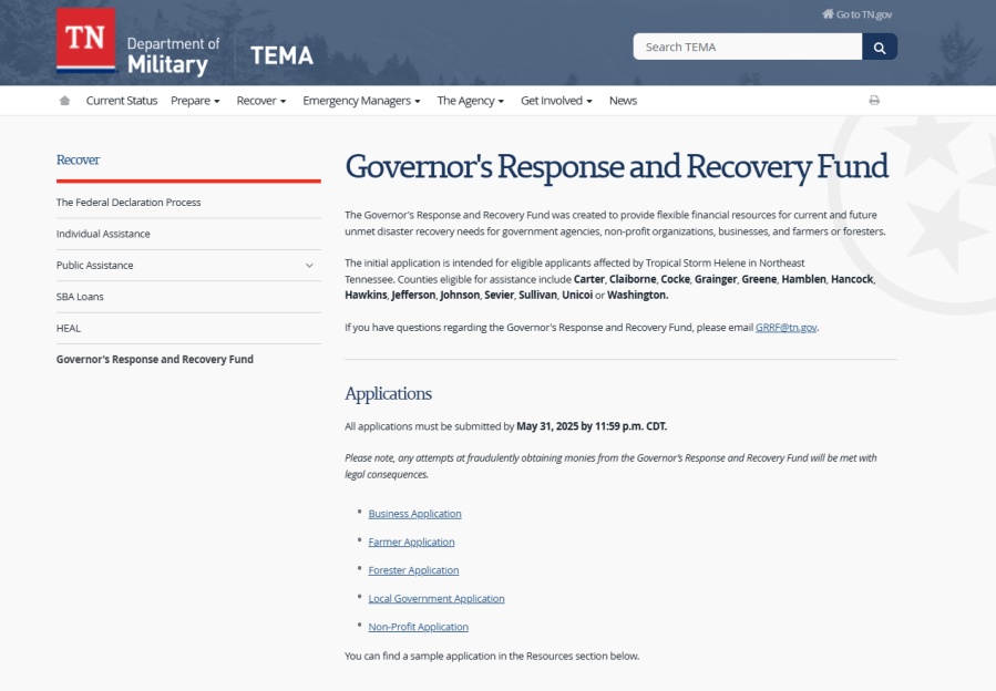 Govenor's Response and Recovery Fund applications open for Helene victims