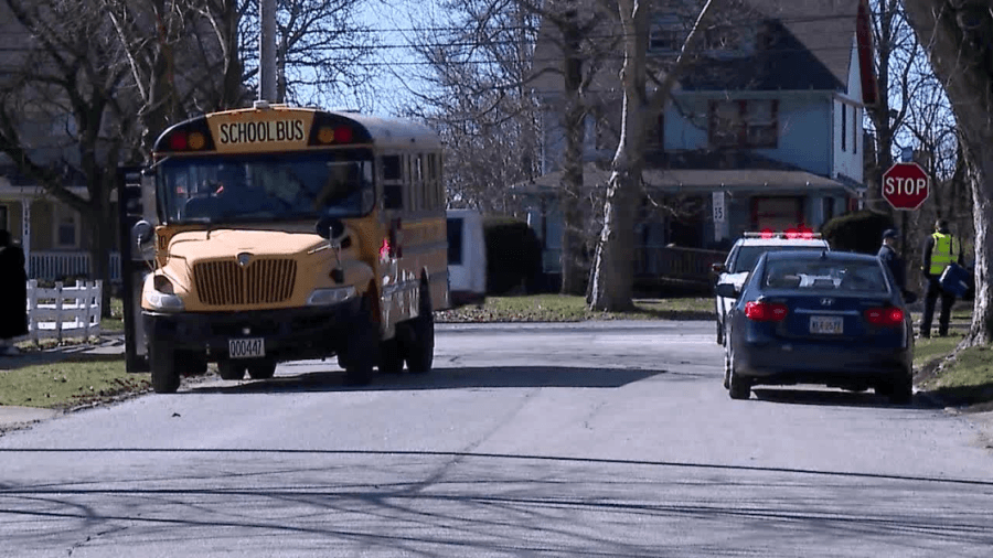 Cleveland school bus hit by vehicle Monday afternoon