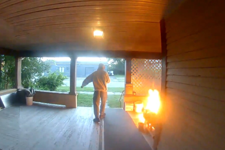WATCH: Suspect sets porch ablaze, causing local house fire that injured 2