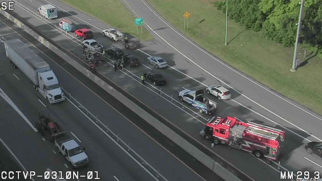 Crash with overturned boat causes major backups on I-77 South in Mecklenburg County: NCDOT