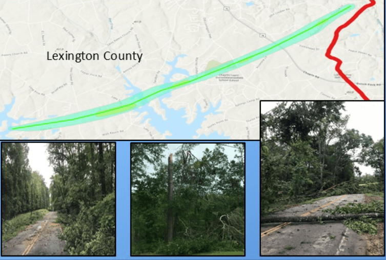 EF-1 tornado leaves trail of damage near Chapin, South Carolina