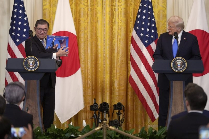 President Trump hosts Japan's prime minister at the White House
