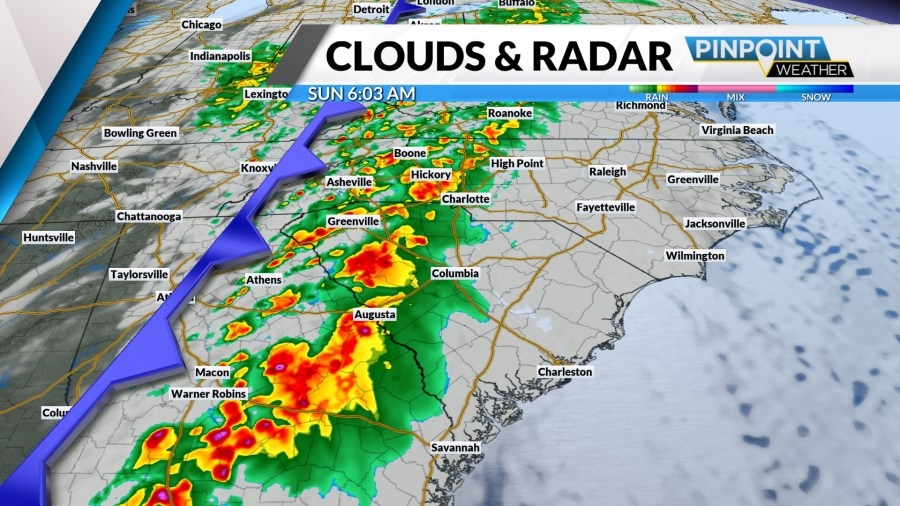 Severe Weather: Damaging winds, potential isolated tornado expected this weekend in Carolinas