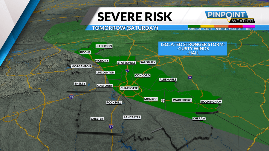 Hail possible as strong to severe storms roll through the Carolinas ahead of nice weekend