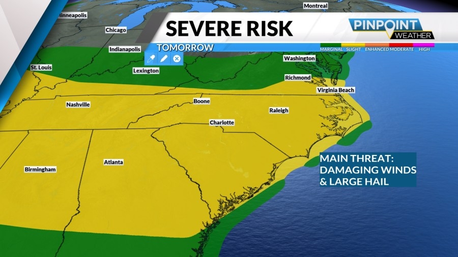 Pop-up storms, rising temps in Charlotte ahead of severe weather Saturday