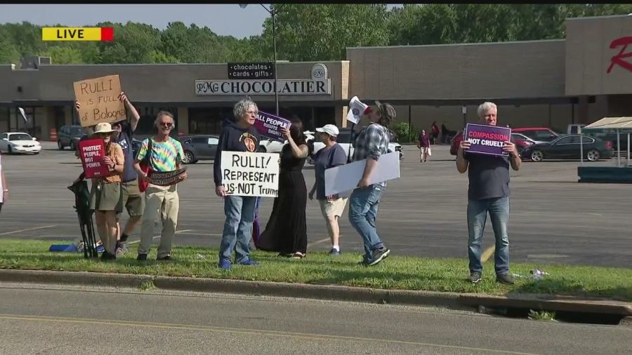 Group protests Congressman Rulli's stance on issues and bill