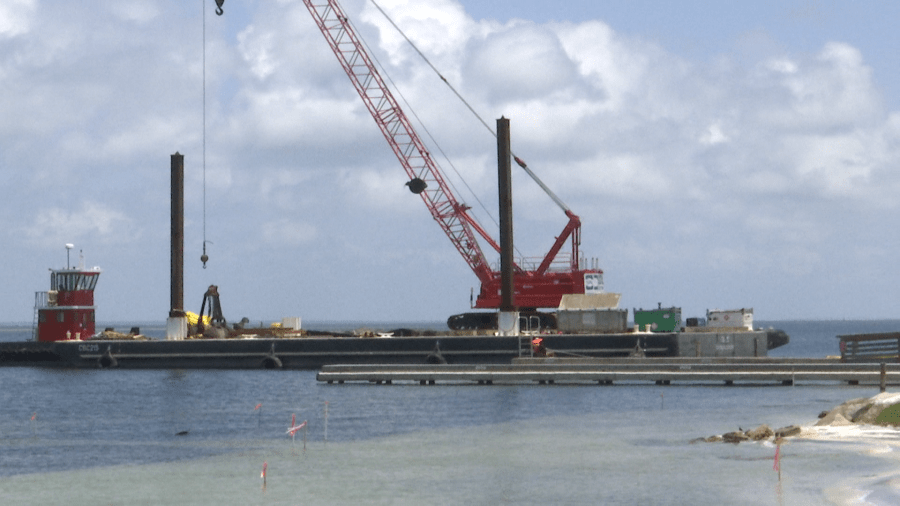 Construction underway for living shoreline project at Marler Park