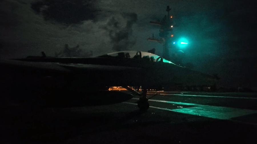 Landing on an aircraft carrier at night