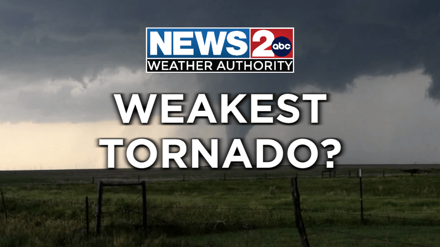What is the weakest wind speed for a tornado?