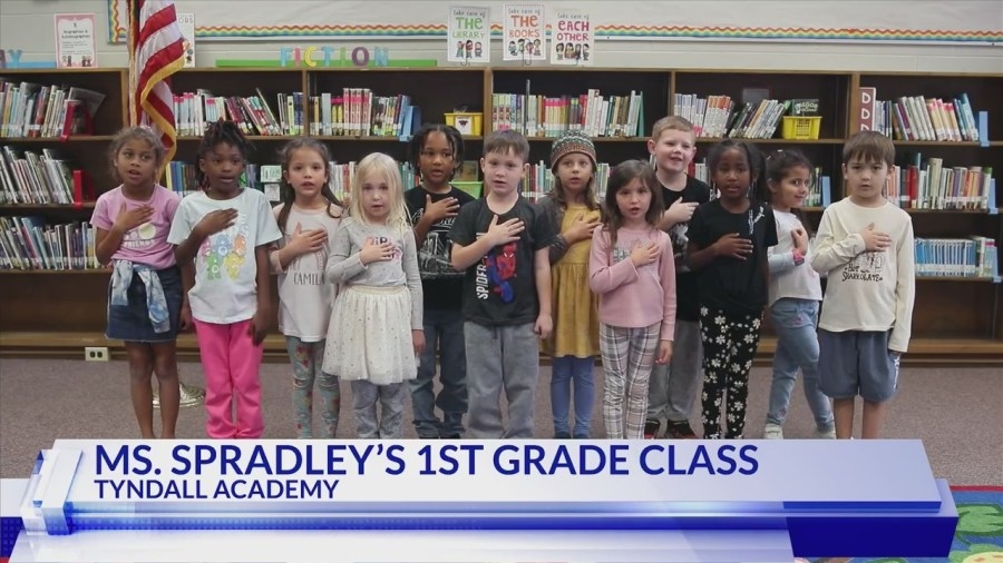 The Daily Pledge: Ms. Spradley's 1st Grade Class