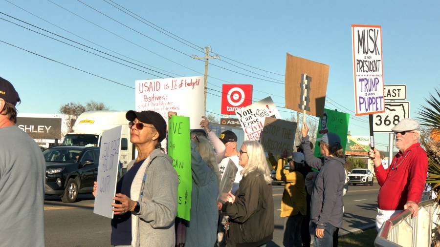 Bay County Democrats protest against Trump Administration