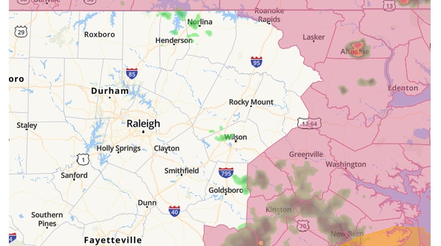 Areas bordering central North Carolina under severe thunderstorm watch