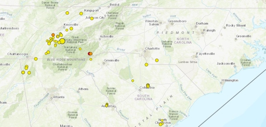 2nd earthquake in 2 days rattles North Carolina mountains