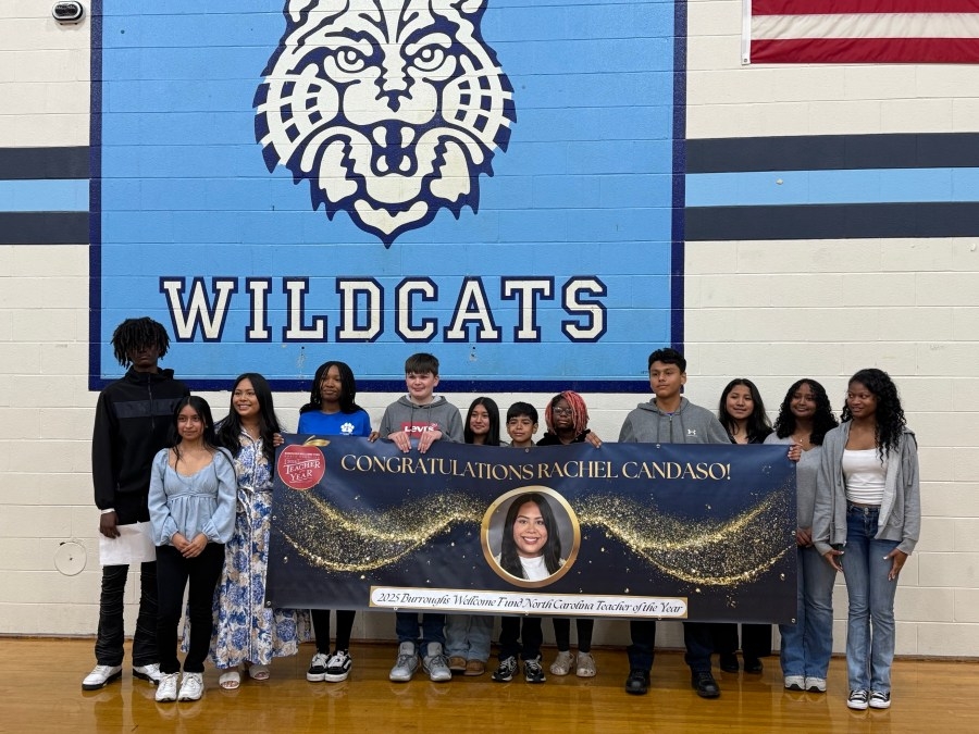 Wellcome Middle School celebrates Rachel Candaso as North Carolina Teacher of the Year at assembly