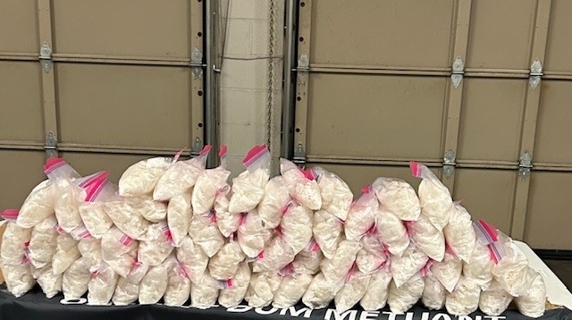 Two arrested on drug charges after traffic stop, 60 pounds of crystal meth found