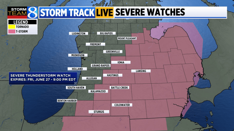 Severe thunderstorm watch issued for parts of West Michigan