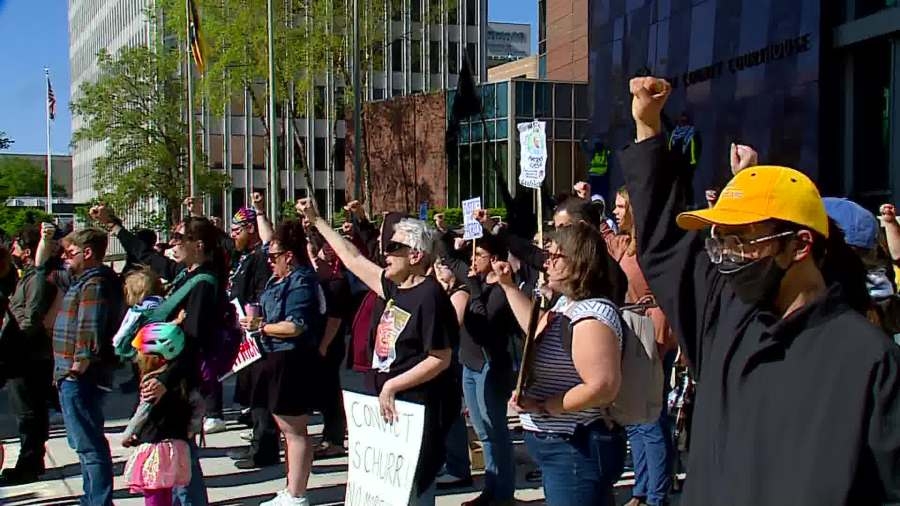 Patrick Lyoya supporters march in Grand Rapids after mistrial