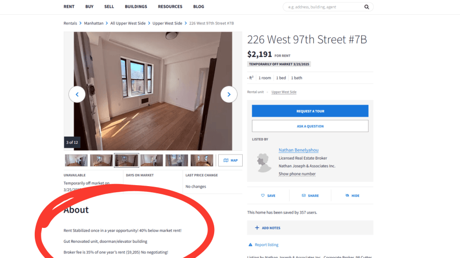 Broker fee for Upper West Side apartment is $9,205: ‘No negotiating'