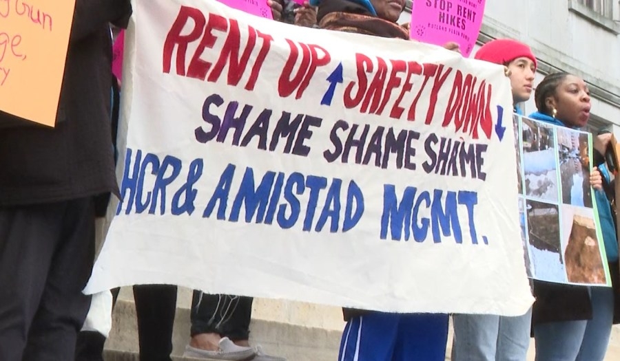 Frustrated Brooklyn tenants rally against rent hikes and poor living conditions