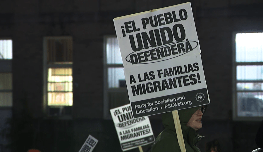 Demonstrators rally against Trump's immigration crackdown in Pawtucket