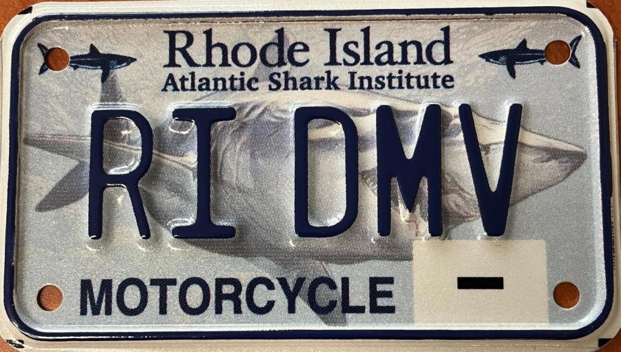 Motorcycle shark license plates available for pickup Saturday