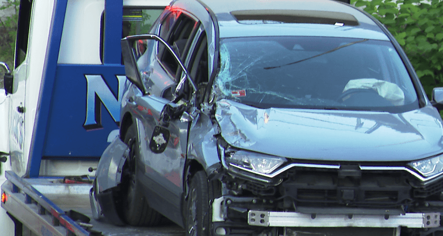 SUV crashes into highway work zone in Providence