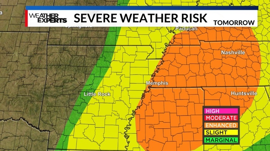 ‘Enhanced risk' for severe weather across Mid-South Tuesday