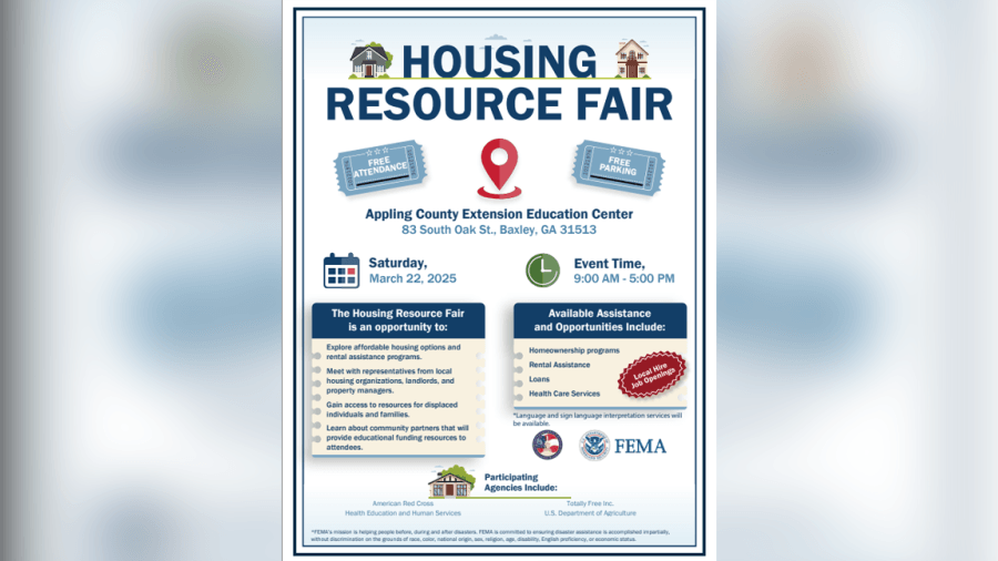 FEMA to hold housing resource fair in Appling County