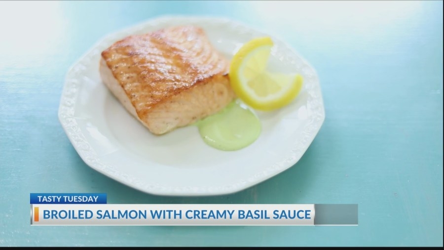 Tasty Tuesday: Broiled salmon with creamy basil sauce