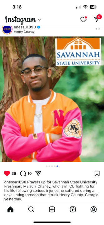 SSU student seriously injured in GA tornado