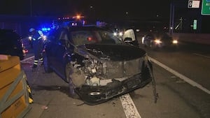 Witnesses say officer injured when driver crashes into patrol vehicle at construction site