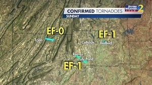 3 tornadoes confirmed from Sunday's storms in north Georgia