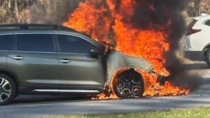 Mother describes horrifying moments as she watched her SUV burst into flames along GA 400