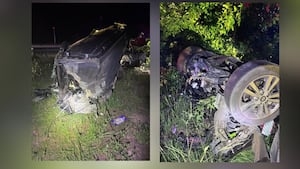 Driver hospitalized after car flips, split in half during crash on GA highway
