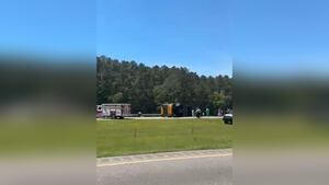 Children trapped after school bus flips on I-77 in Chester County