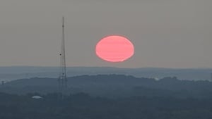 Wildfire haze makes for a glowing sunrise