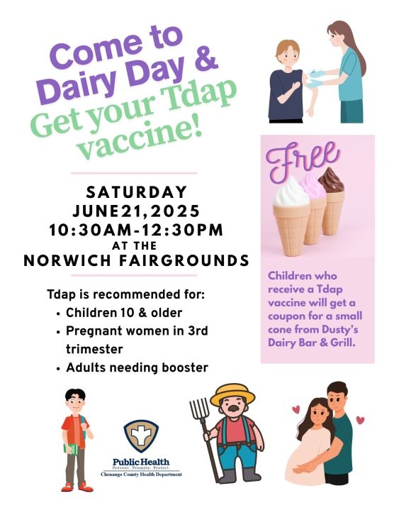 Get your Tdap vaccine at Dairy Day in Chenango