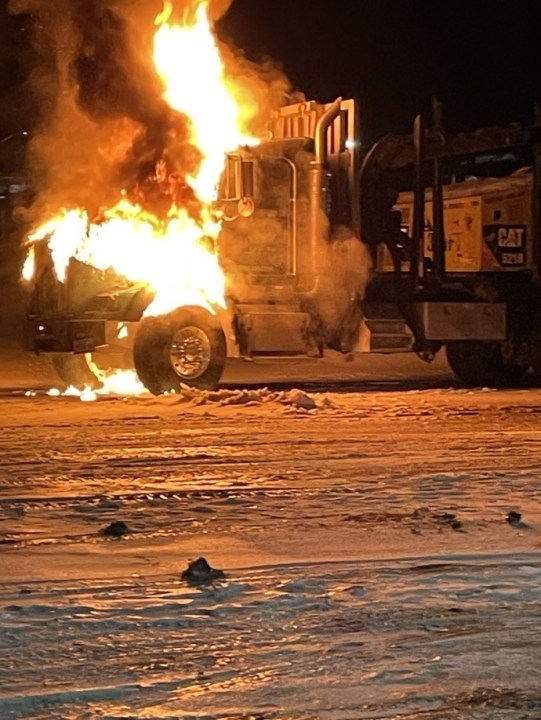 PHOTOS: Tractor trailer destroyed in Cortlandville fire Friday night