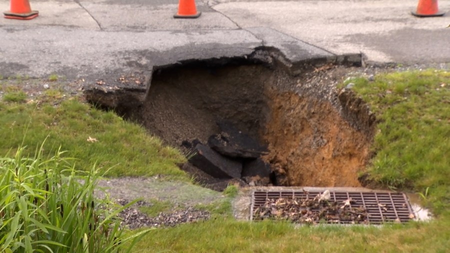 Flash flooding causes sinkhole in Antis Township