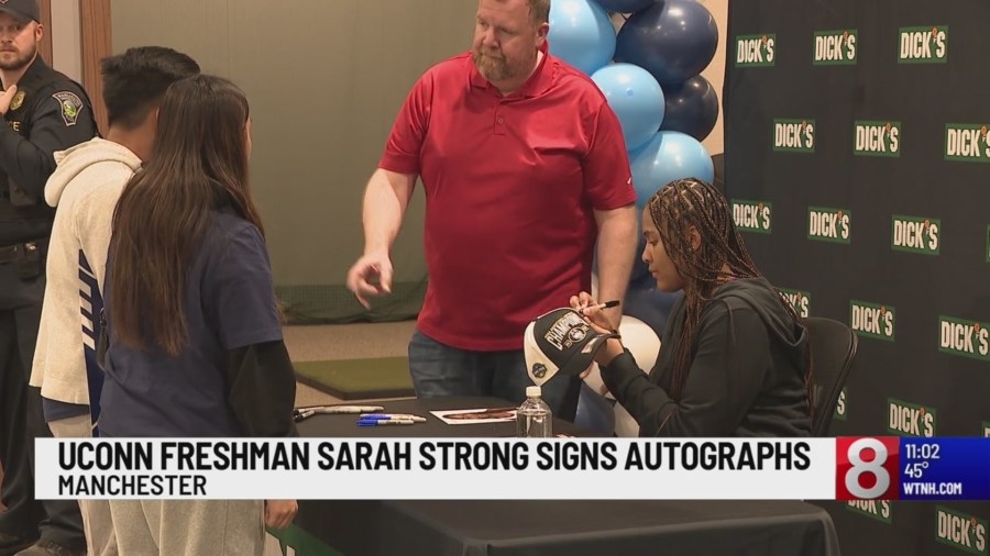 UConn's Sarah Strong meets fans at Dick's Sporting Goods in Manchester