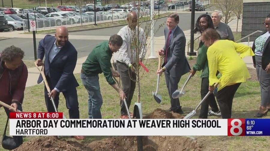 21 trees planted at Weaver High School to celebrate Arbor Day in Hartford
