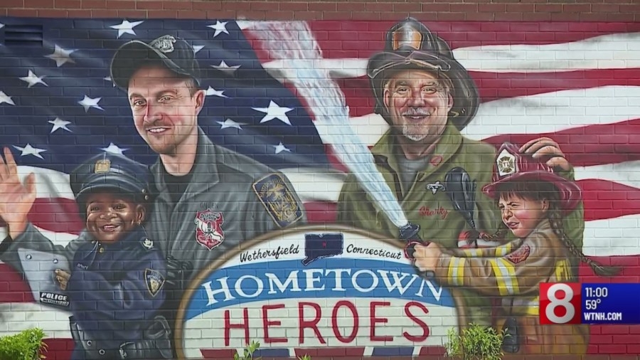 Hometown heroes: Wethersfield mural honors fallen firefighter, police officer